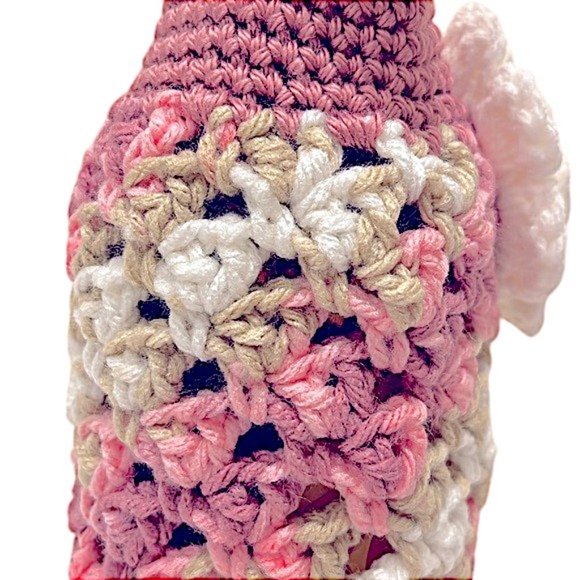 LoveShackFancy Pink Crochet Wine Tote NWT - Picture 5 of 7